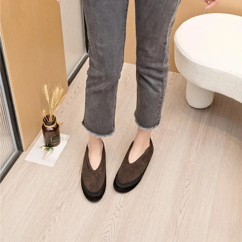 Flat Shoes New Wool Lining Warm Women Snow Shoes Genuine Leather Comfortable Female Winter Ballet Shoes Winter Women
