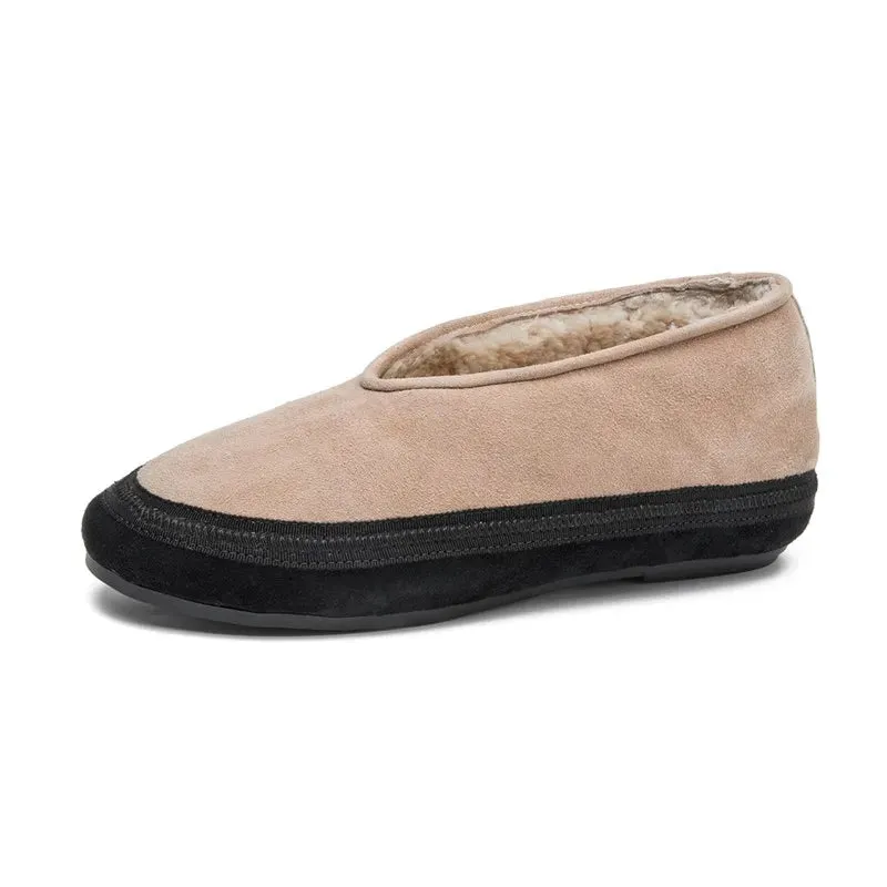 Flat Shoes New Wool Lining Warm Women Snow Shoes Genuine Leather Comfortable Female Winter Ballet Shoes Winter Women