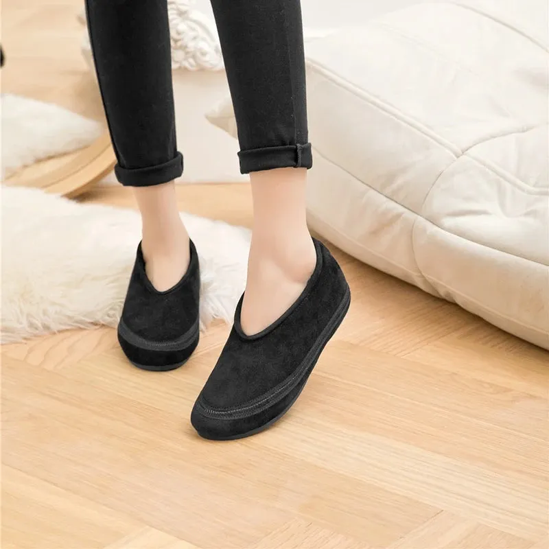 Flat Shoes New Wool Lining Warm Women Snow Shoes Genuine Leather Comfortable Female Winter Ballet Shoes Winter Women