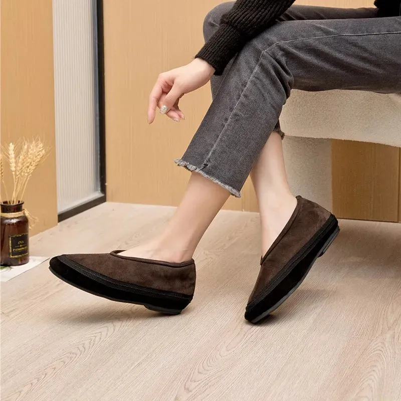 Flat Shoes New Wool Lining Warm Women Snow Shoes Genuine Leather Comfortable Female Winter Ballet Shoes Winter Women