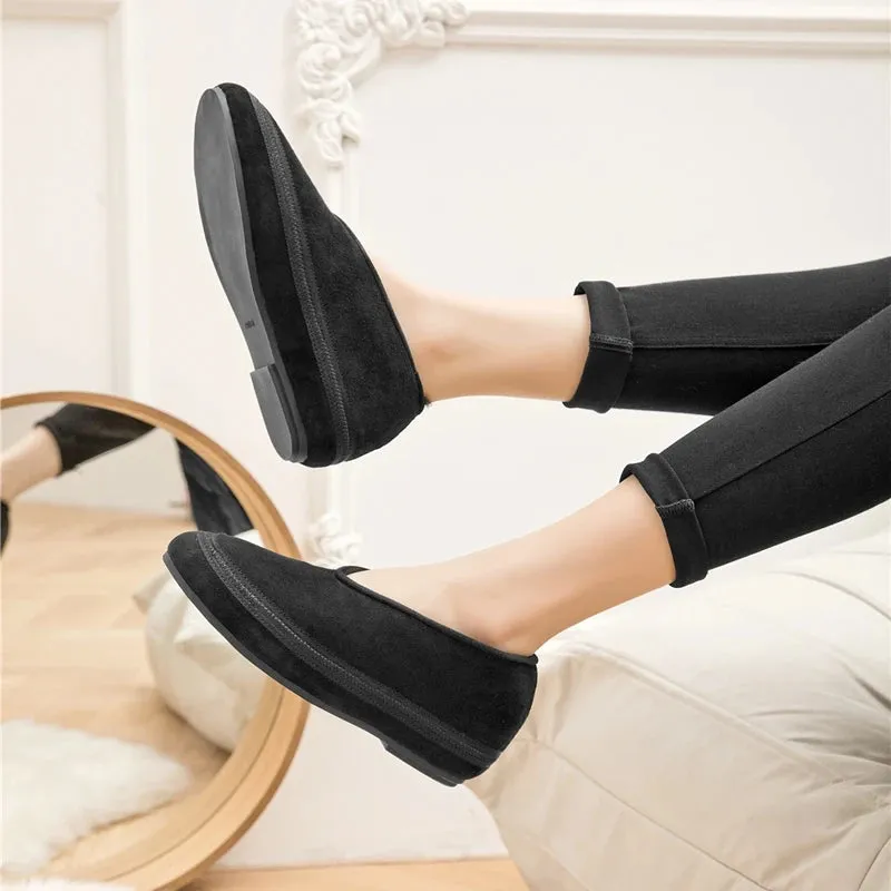 Flat Shoes New Wool Lining Warm Women Snow Shoes Genuine Leather Comfortable Female Winter Ballet Shoes Winter Women