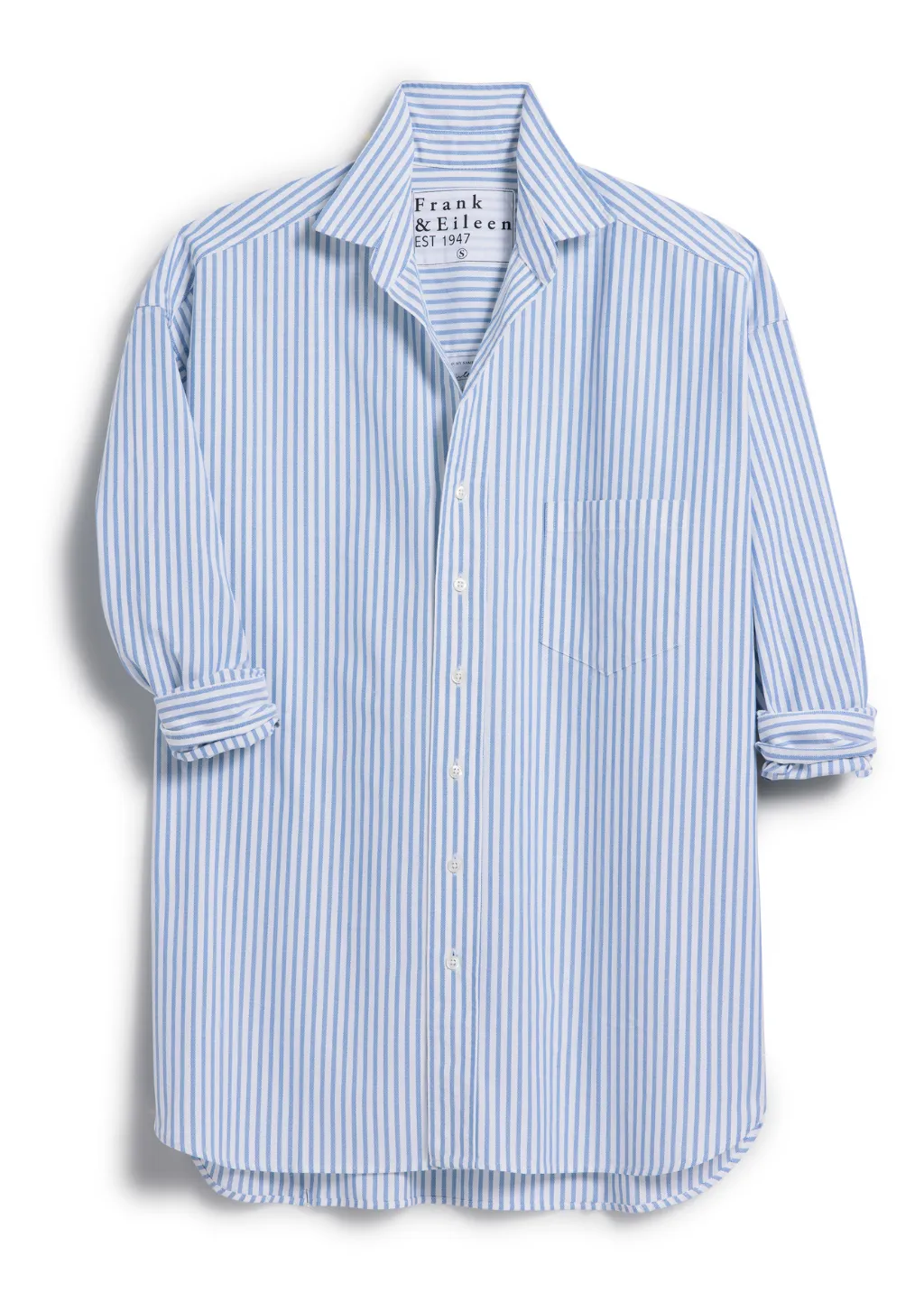Frank & Eileen "Shirley" Oversized Button-Up Shirt in White/Blue Stripe