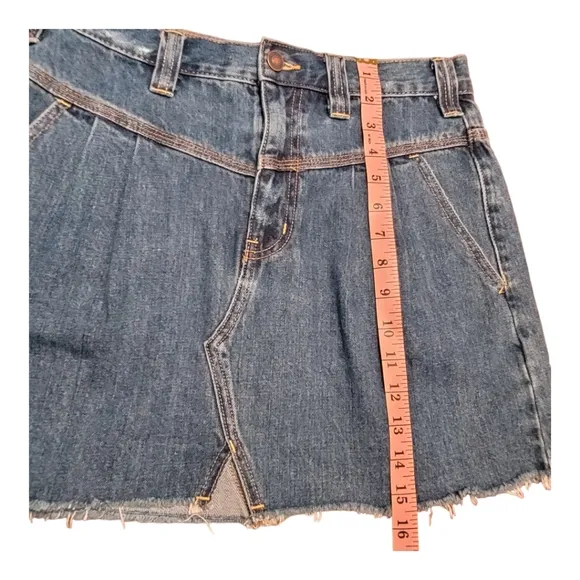 Free People Sidecar Denim Pleated Mini Skirt Saratoga Blue Size 27 | Jean Skirt