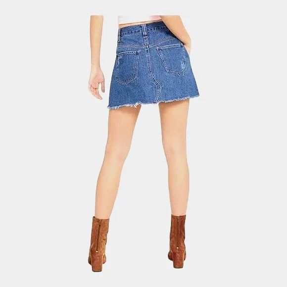 Free People Sidecar Denim Pleated Mini Skirt Saratoga Blue Size 27 | Jean Skirt