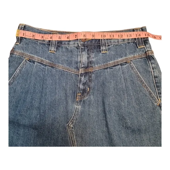 Free People Sidecar Denim Pleated Mini Skirt Saratoga Blue Size 27 | Jean Skirt