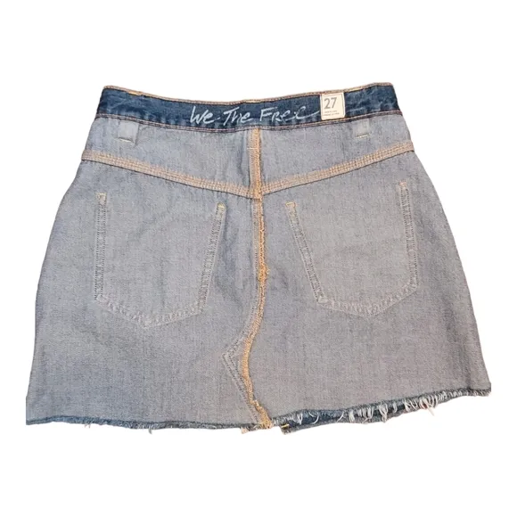 Free People Sidecar Denim Pleated Mini Skirt Saratoga Blue Size 27 | Jean Skirt