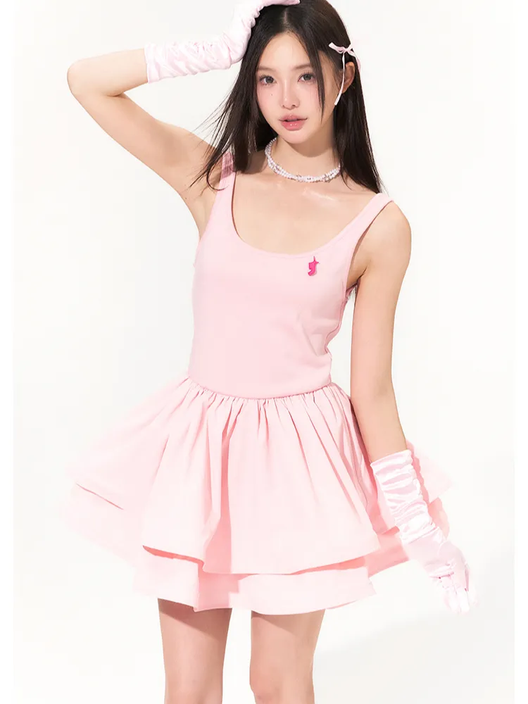 French Suspender Puffy Dress