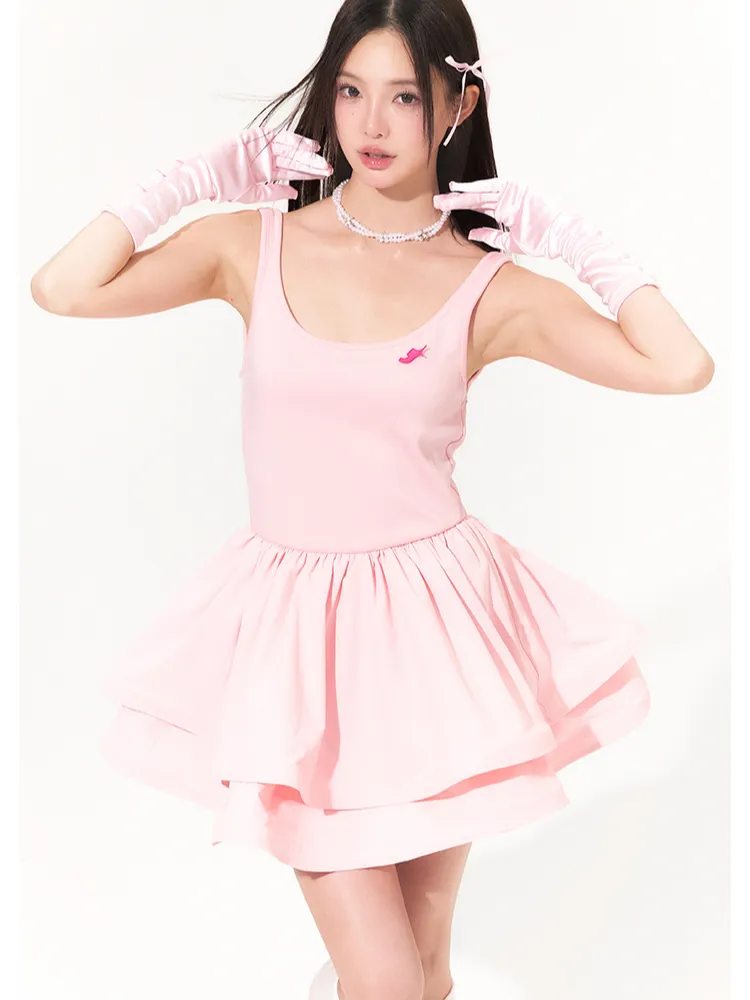 French Suspender Puffy Dress