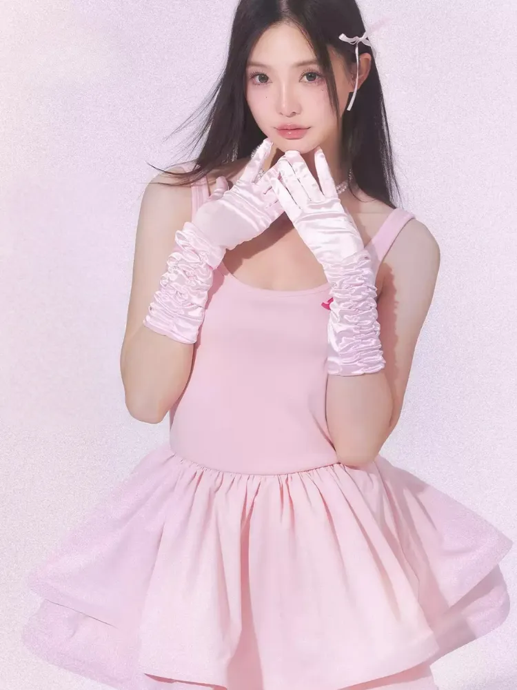 French Suspender Puffy Dress