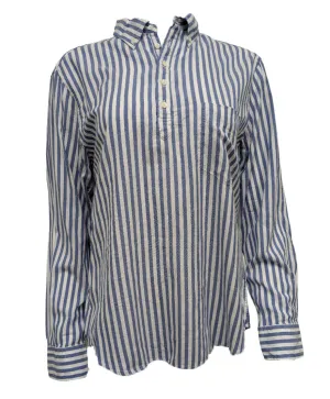 GANT RUGGER Women's Palace Blue Windblown Oxford Polo 450884 Size X-Large