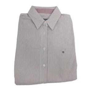 GANT Women's Dark Red Stretch Oxford Classic Stripe Shirt 432183 Size 8