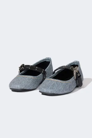 Girl Faux Leather Ballerina Flat Shoes