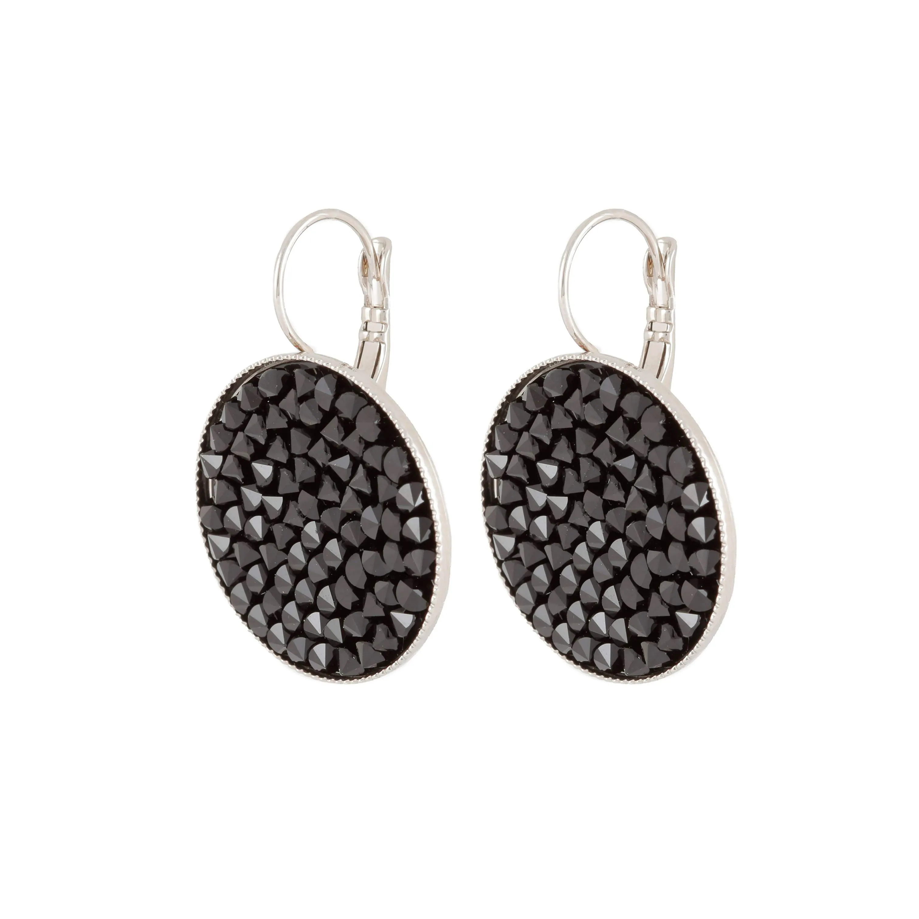 Grace - Sterling silver and black Swarovski crystal pave earrings
