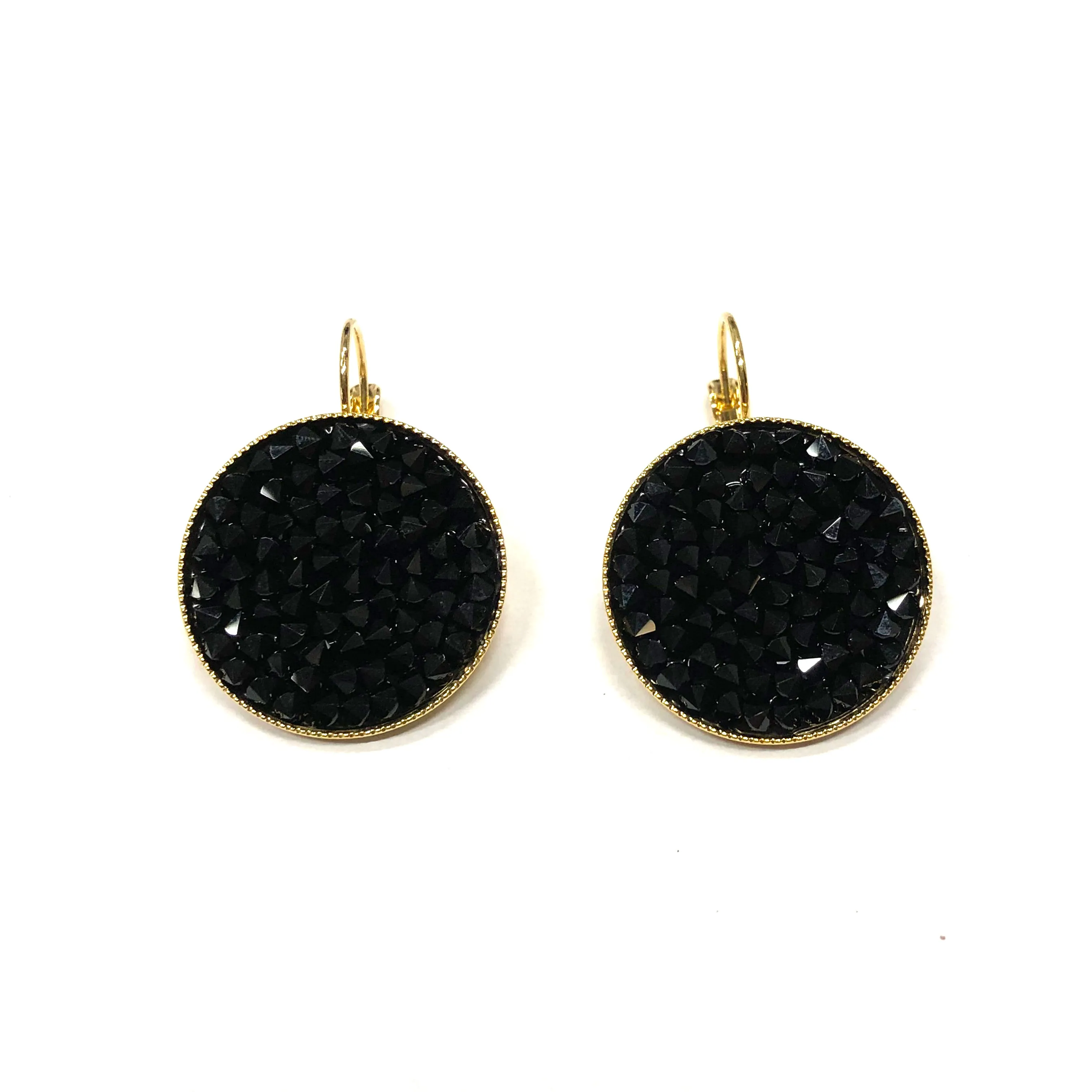 Grace - Sterling silver and black Swarovski crystal pave earrings