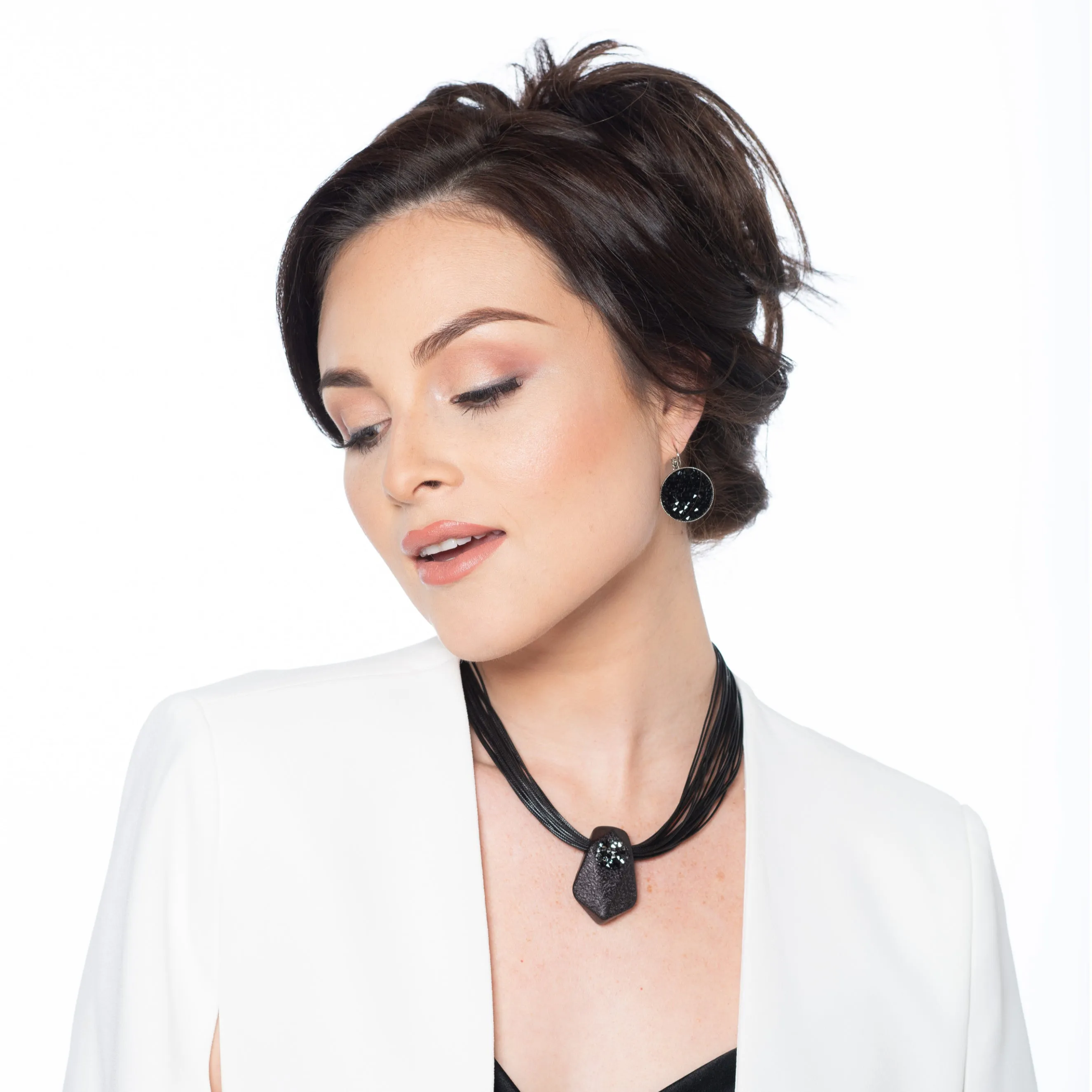 Grace - Sterling silver and black Swarovski crystal pave earrings