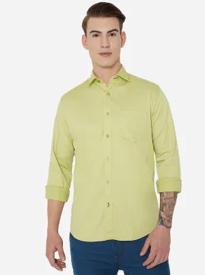 Green Solid Slim Fit Casual Shirt | JadeBlue
