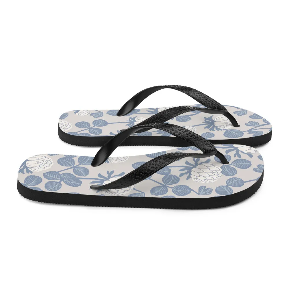Grey Floral - Sustainably Made Flip-Flops