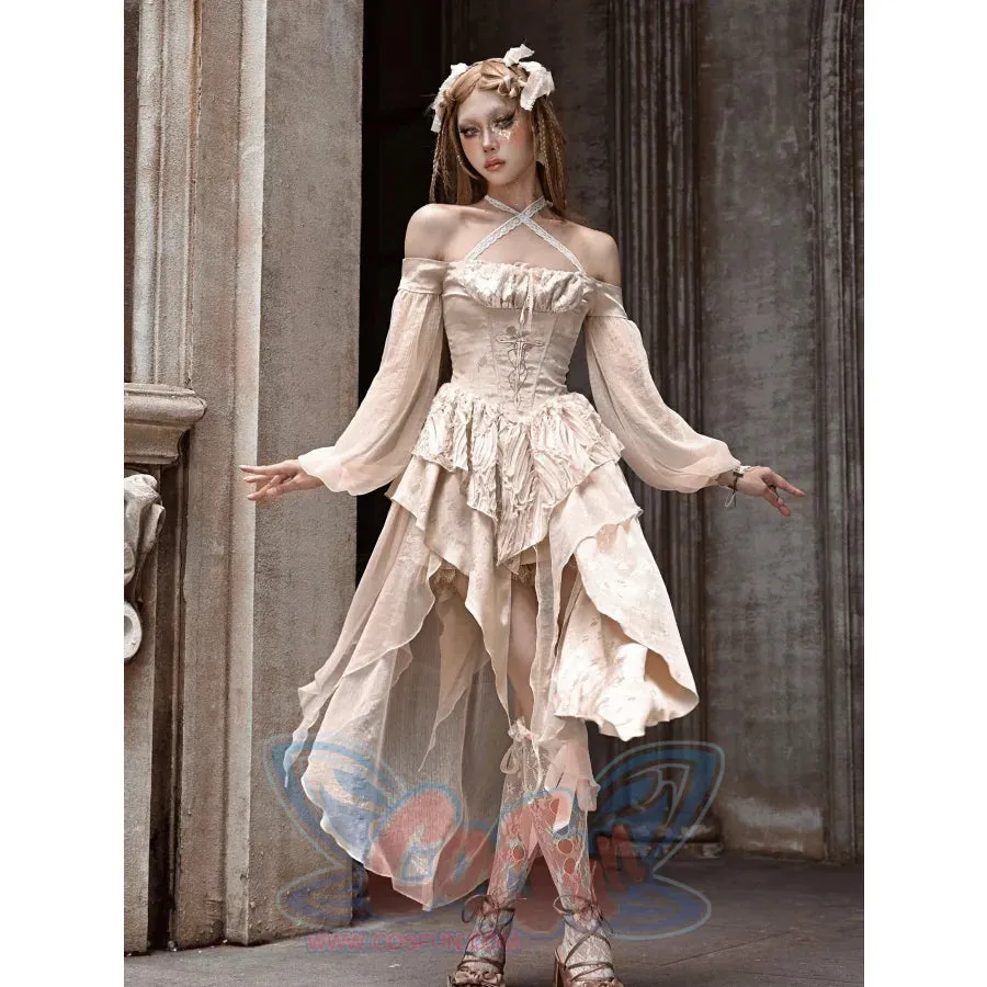 Heartbreak Ballet Classic Court Gorgeous Embroidered Lantern Sleeve Dress S22979