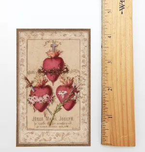 Hearts of the Holy Family Holy Card – pack of 10/100/1000 – Restored Vintage Holy Card