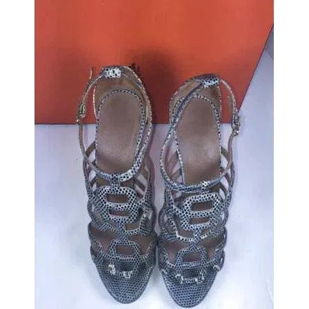 HERMES Lizard Granit Wooden Heels with Box | Size EUR 37.5 - US 7