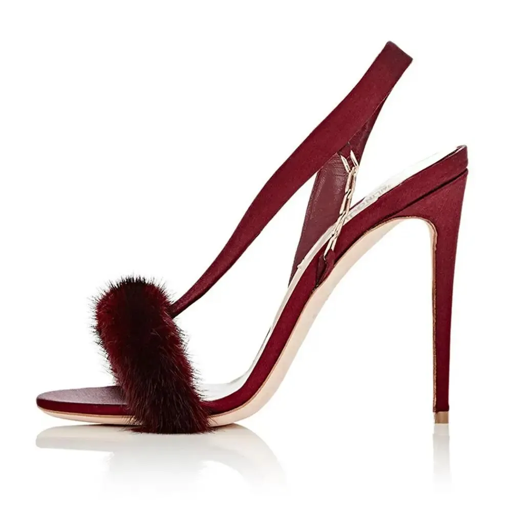 High Furry Luxurious Stilettos With Chain