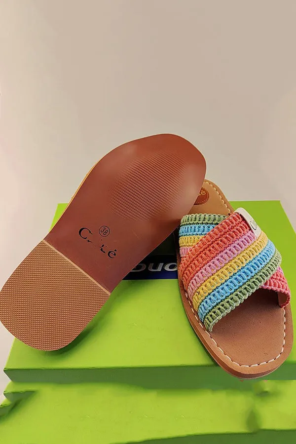 Holiday Cross Strap Woven Slippers