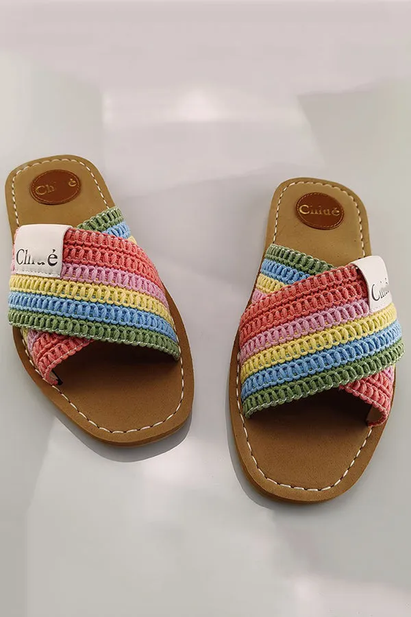 Holiday Cross Strap Woven Slippers
