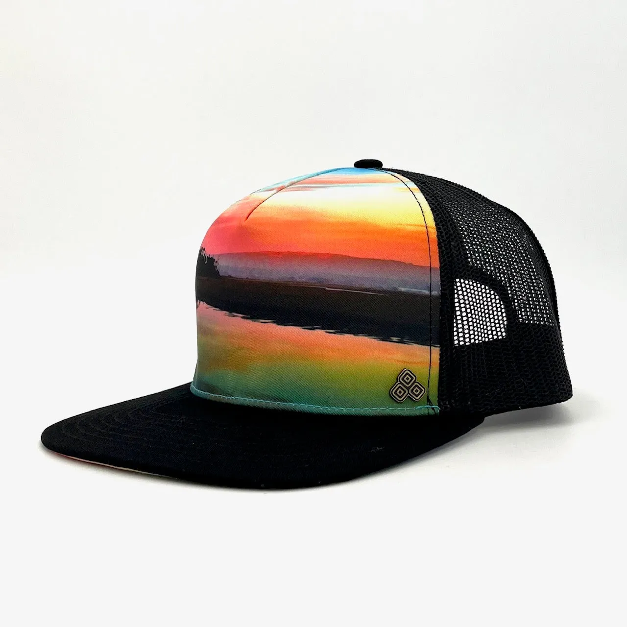Horizon Trucker Hat – Sunset, Adjustable & Breathable