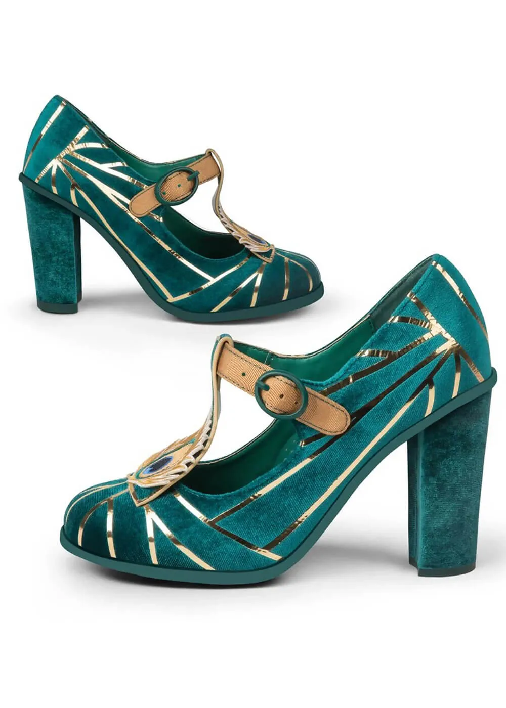 Hot Chocolate Design Peacock Pumps Teal Blue