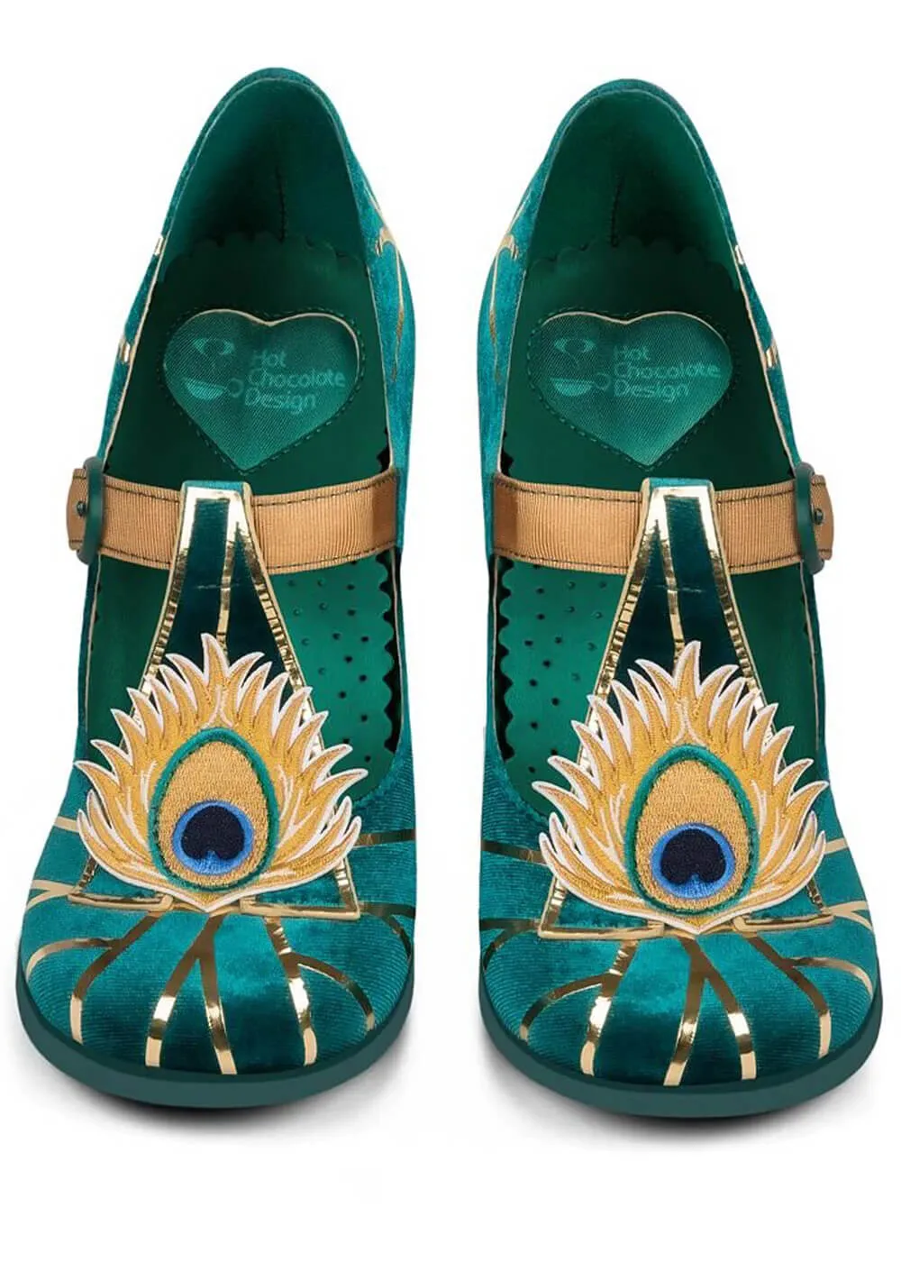 Hot Chocolate Design Peacock Pumps Teal Blue