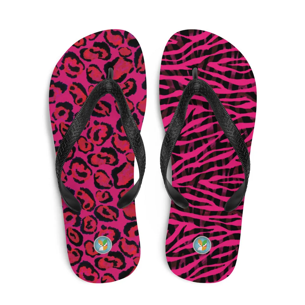 Hot Pink Animal Print - Flip-Flops