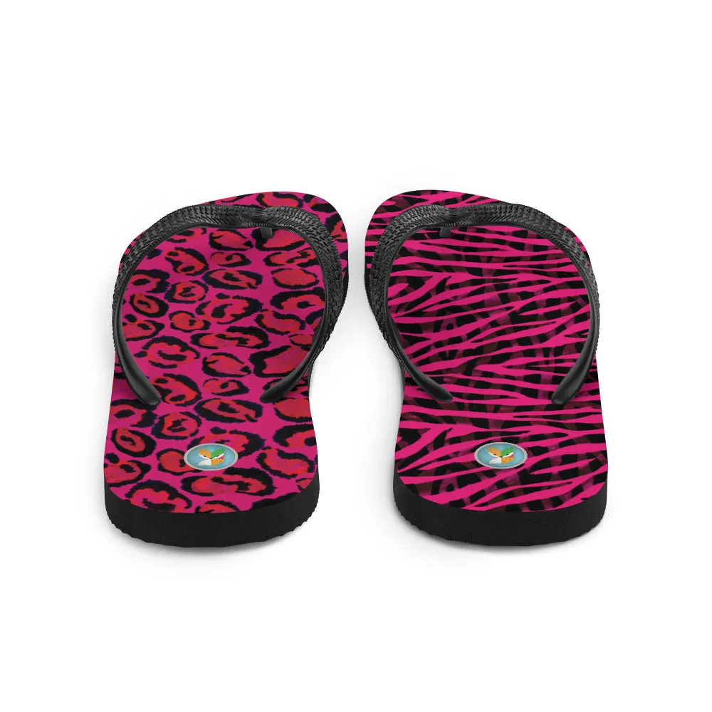 Hot Pink Animal Print - Flip-Flops