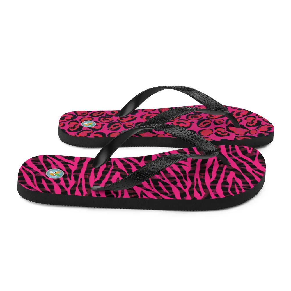 Hot Pink Animal Print - Flip-Flops