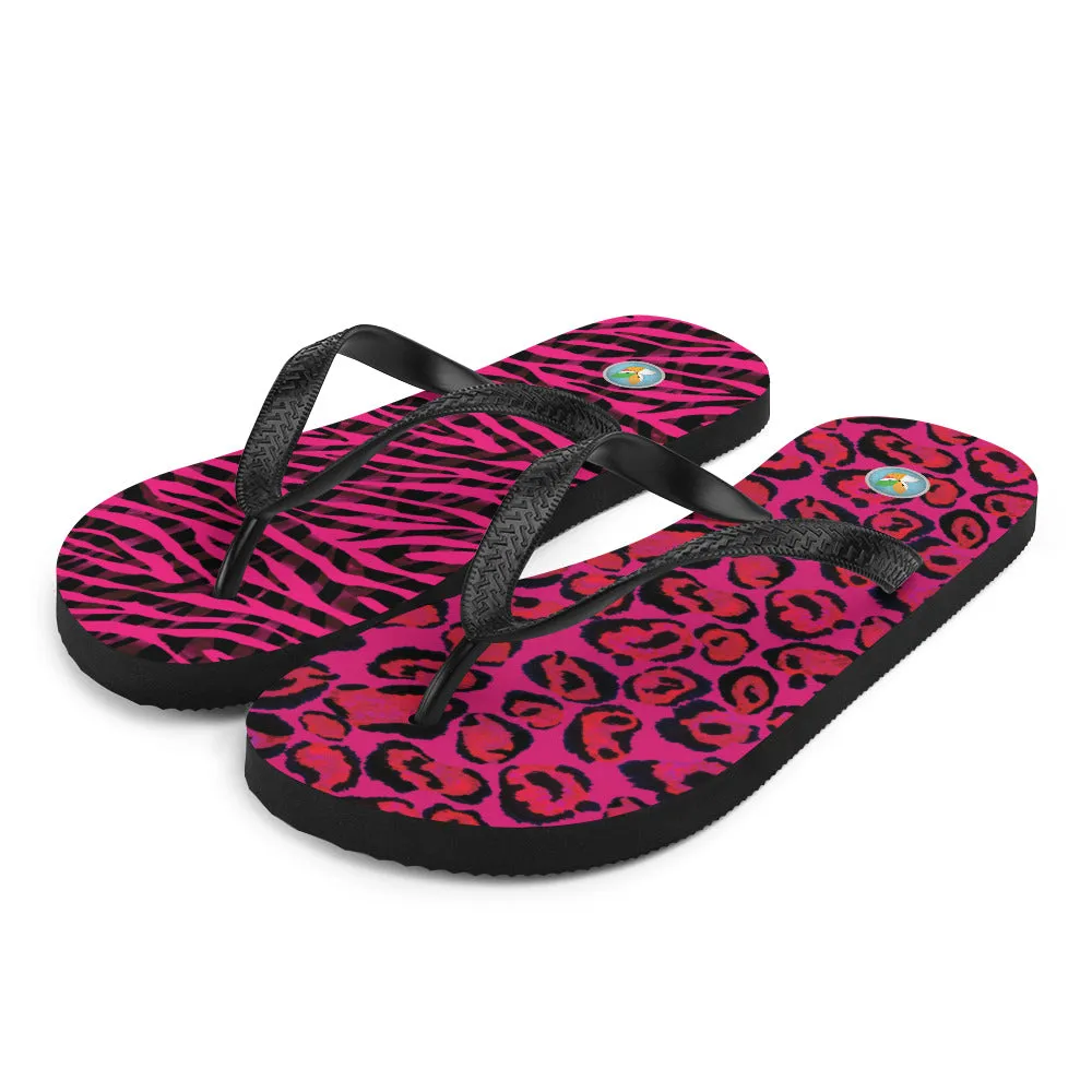Hot Pink Animal Print - Flip-Flops