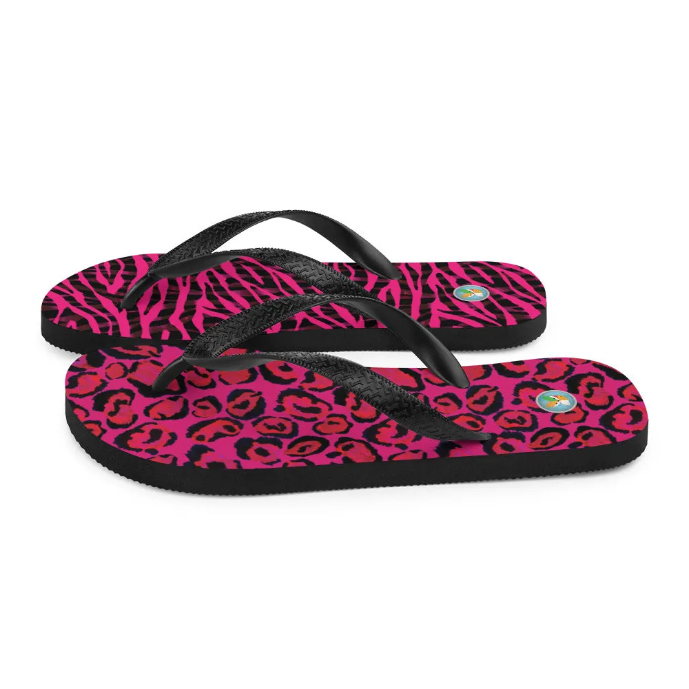 Hot Pink Animal Print - Flip-Flops