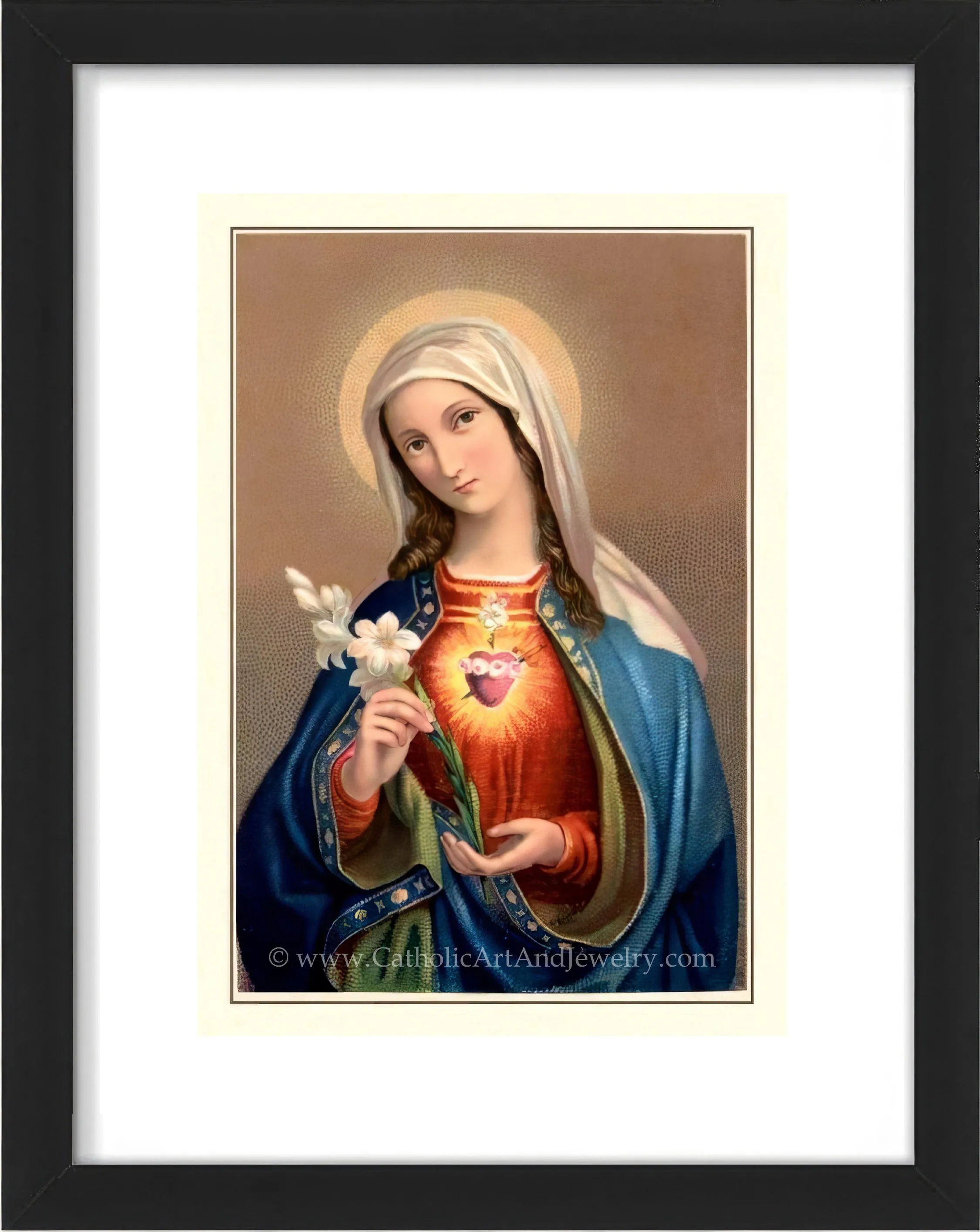 Immaculate Heart of Mary – Benziger – based on a Vintage Holy Card – Catholic Art Print – Archival Quality