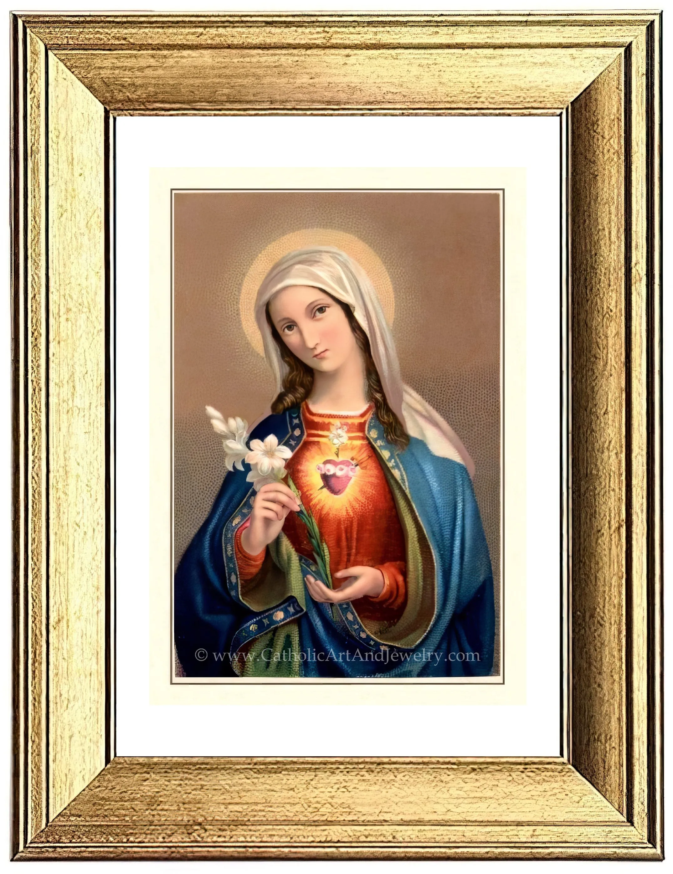 Immaculate Heart of Mary – Benziger – based on a Vintage Holy Card – Catholic Art Print – Archival Quality