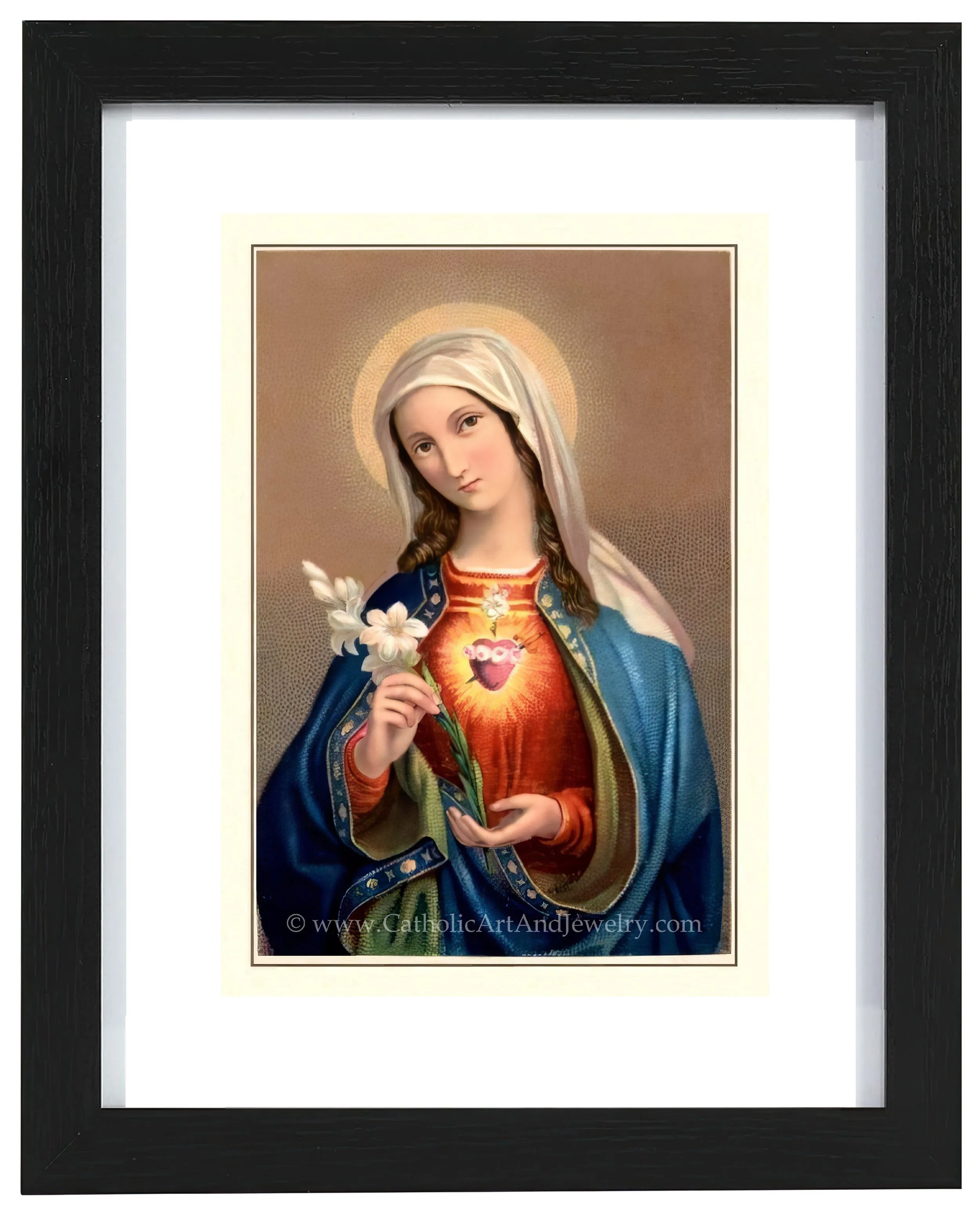 Immaculate Heart of Mary – Benziger – based on a Vintage Holy Card – Catholic Art Print – Archival Quality