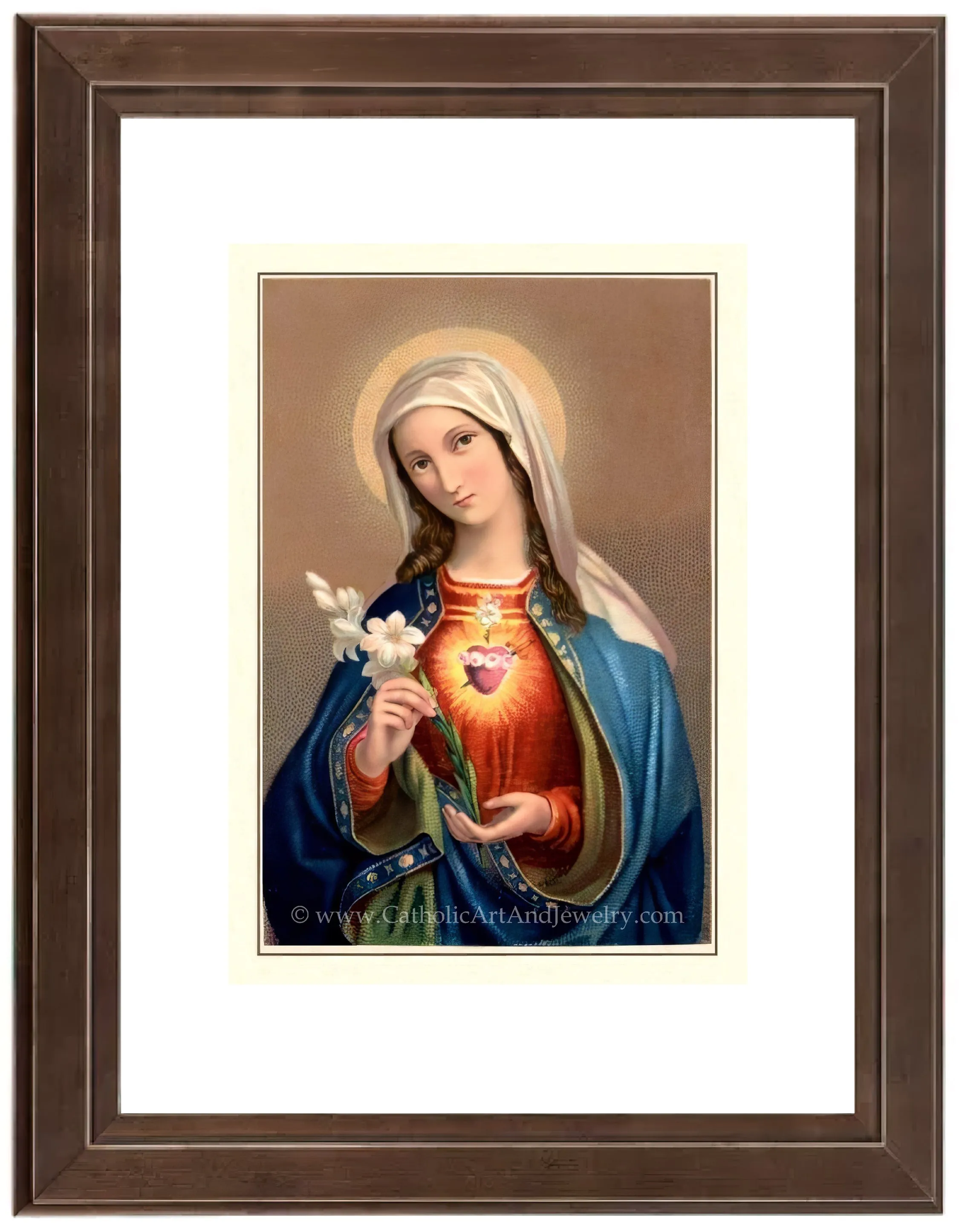 Immaculate Heart of Mary – Benziger – based on a Vintage Holy Card – Catholic Art Print – Archival Quality