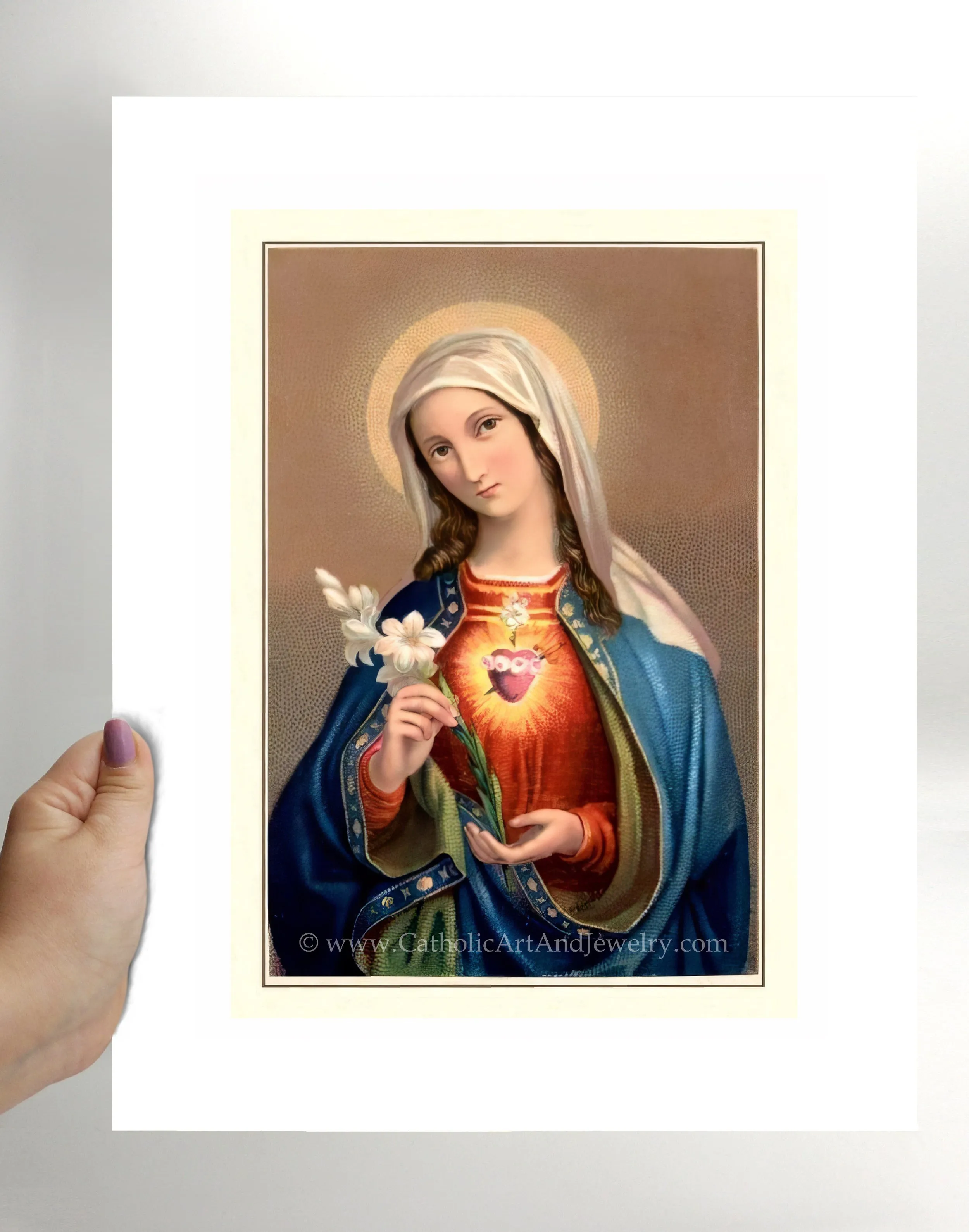 Immaculate Heart of Mary – Benziger – based on a Vintage Holy Card – Catholic Art Print – Archival Quality
