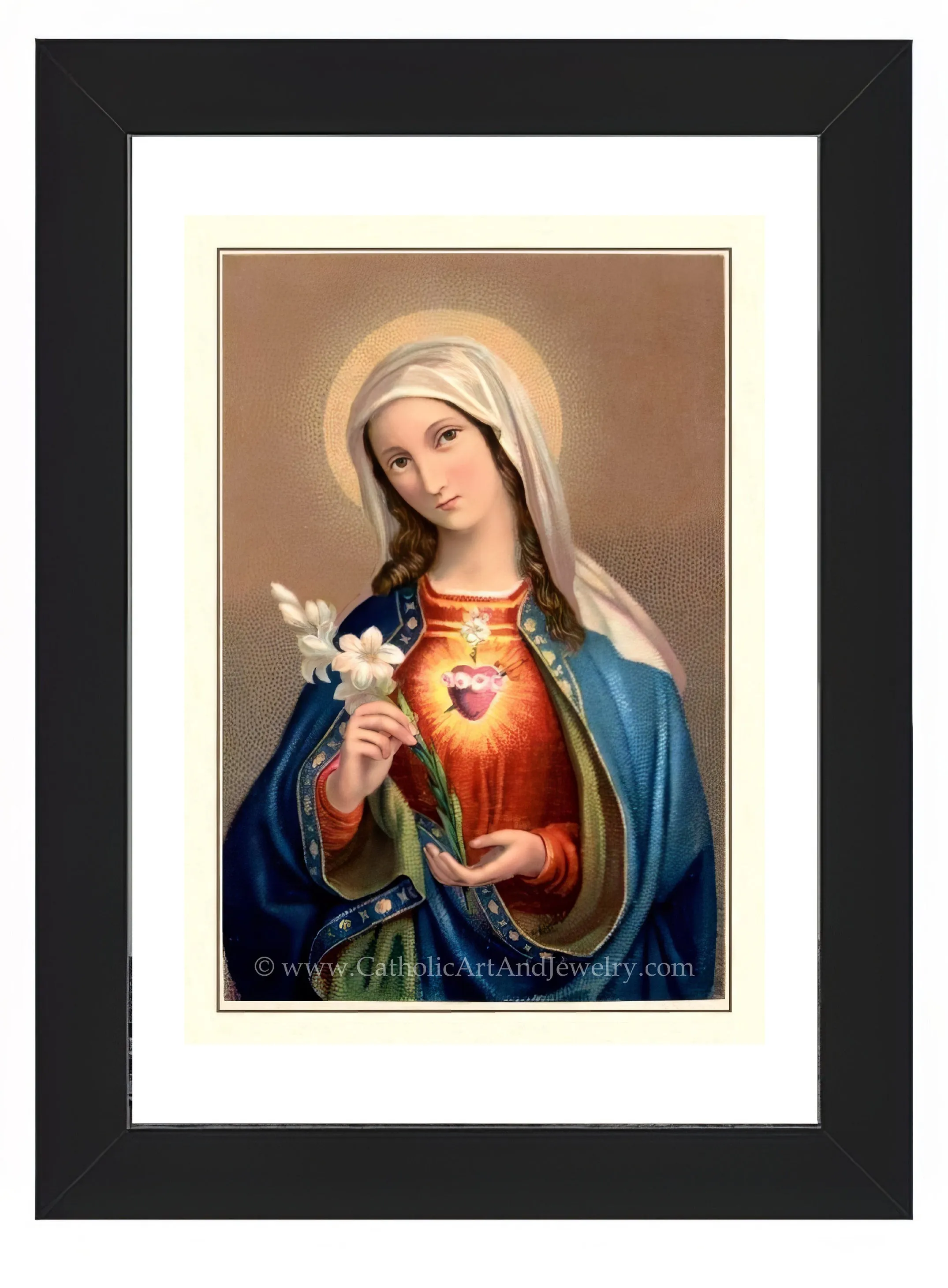 Immaculate Heart of Mary – Benziger – based on a Vintage Holy Card – Catholic Art Print – Archival Quality