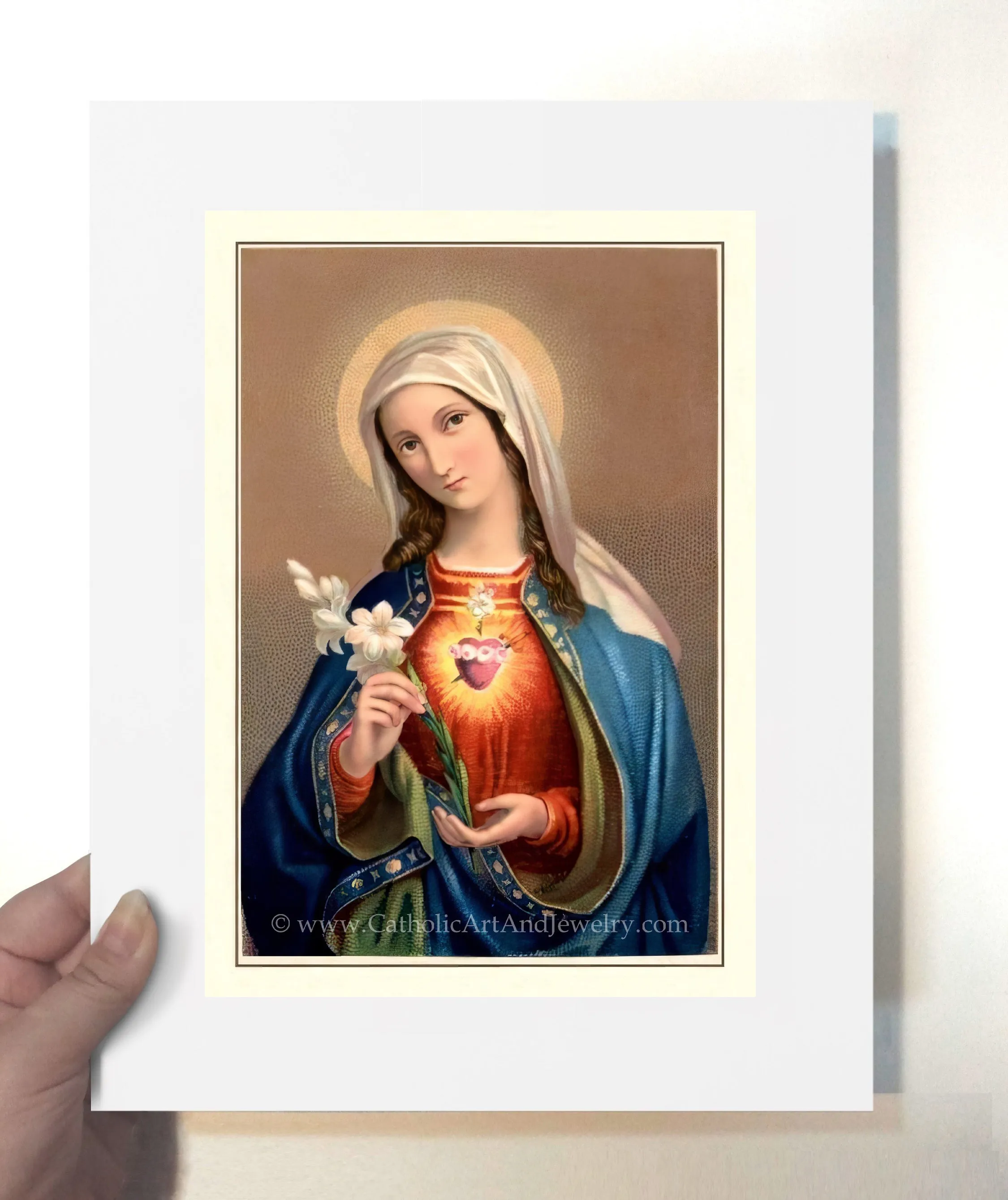 Immaculate Heart of Mary – Benziger – based on a Vintage Holy Card – Catholic Art Print – Archival Quality