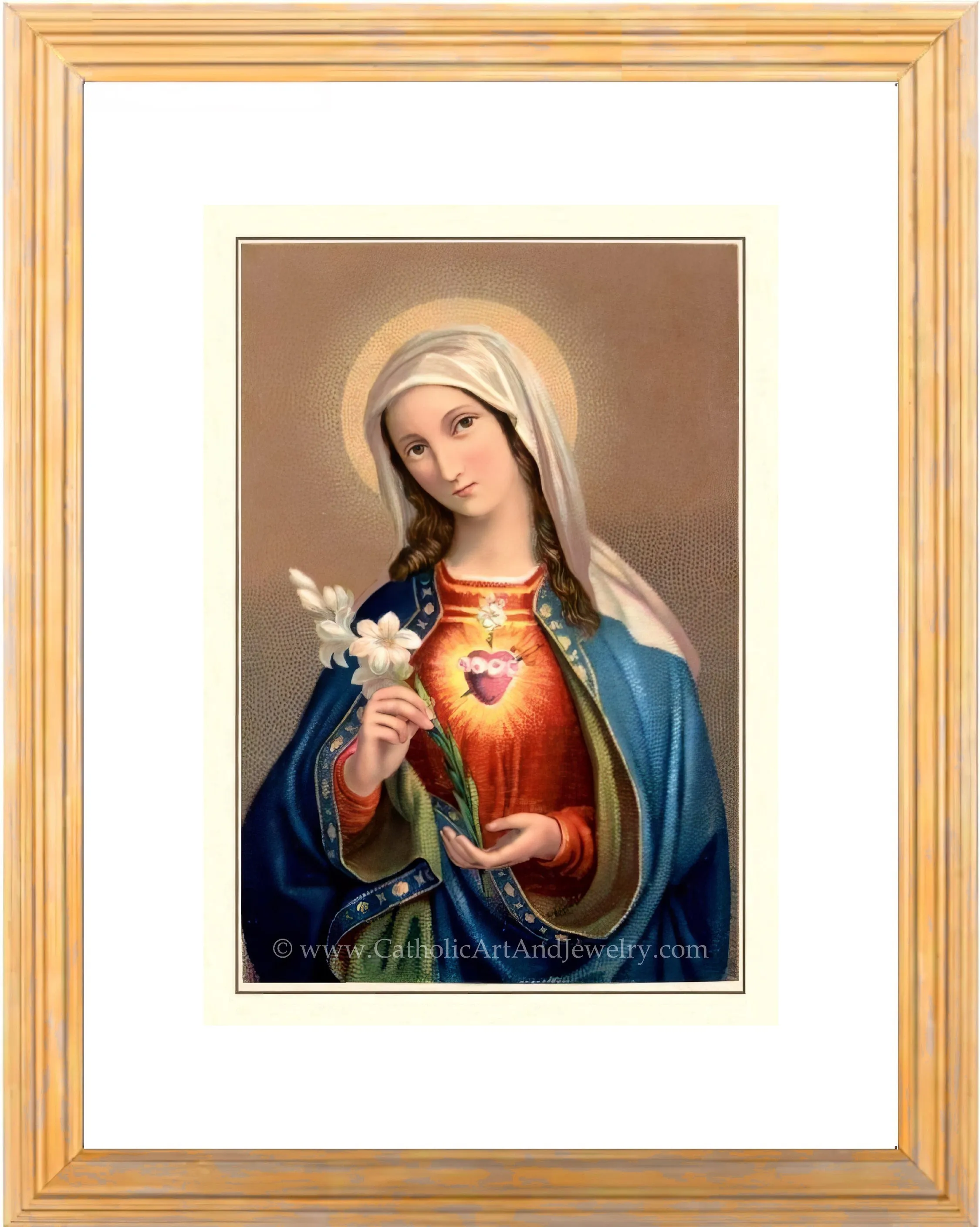 Immaculate Heart of Mary – Benziger – based on a Vintage Holy Card – Catholic Art Print – Archival Quality