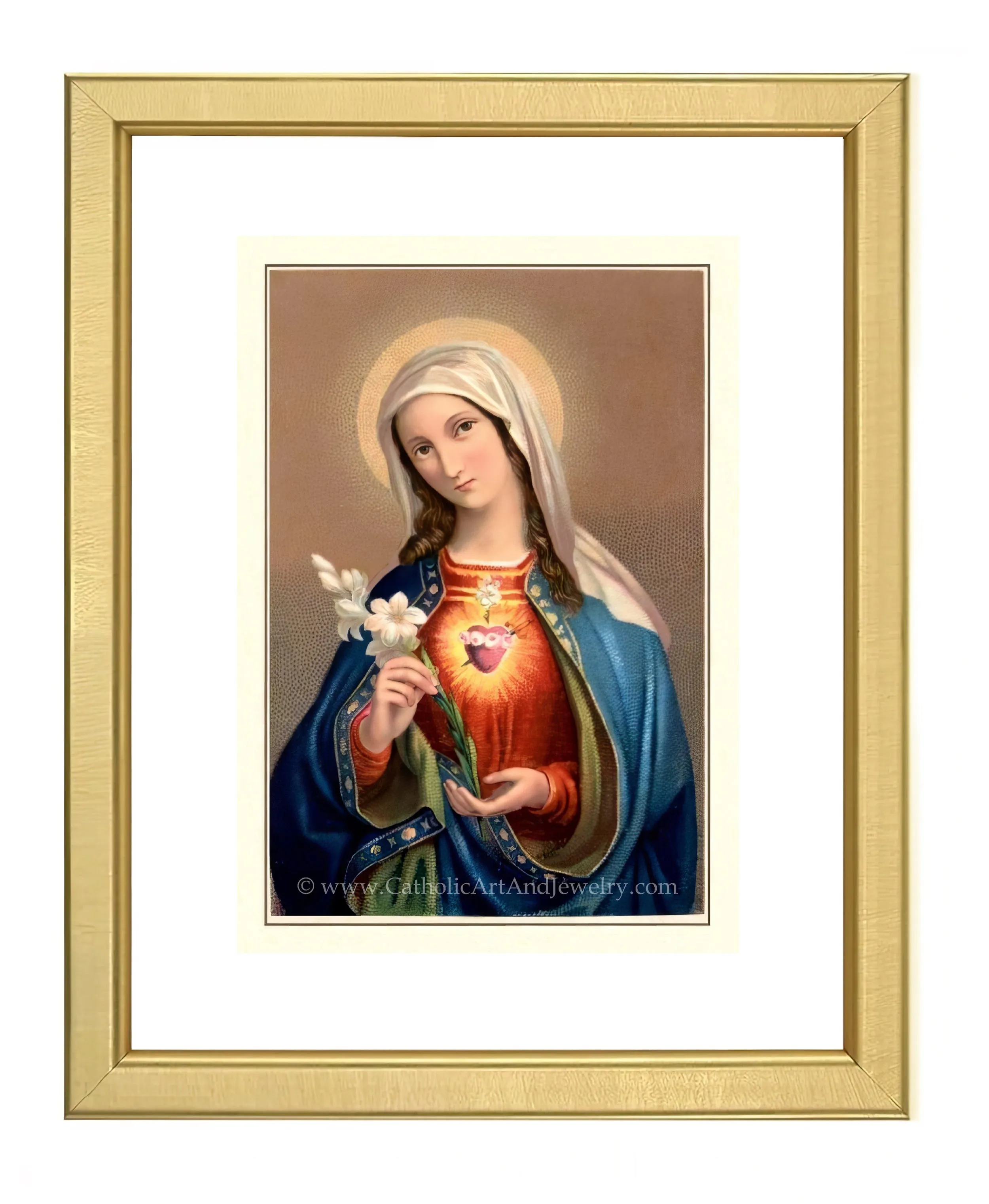Immaculate Heart of Mary – Benziger – based on a Vintage Holy Card – Catholic Art Print – Archival Quality
