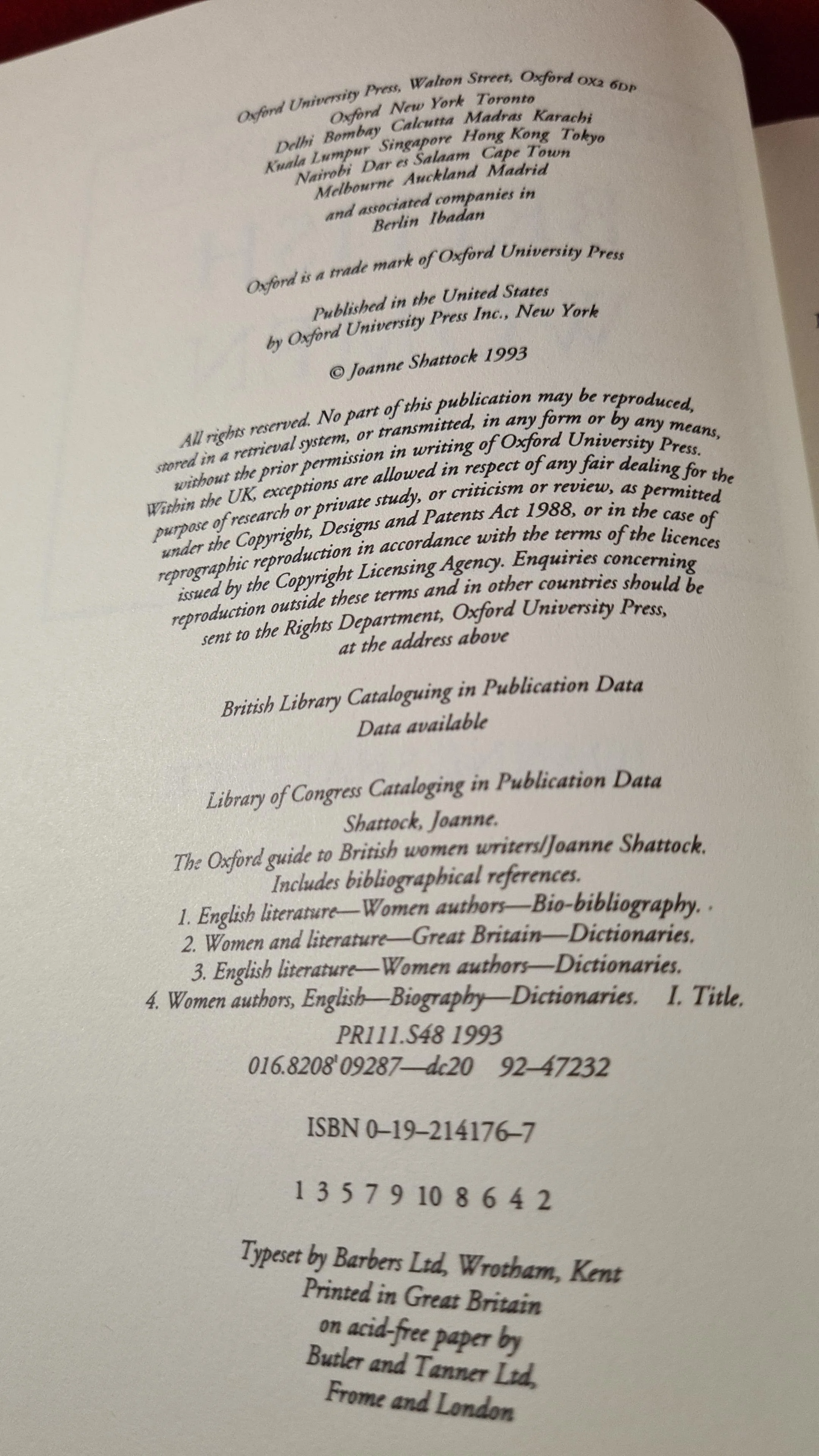 Joanne Shattock - The Oxford Guide to British Women Writers, 1993