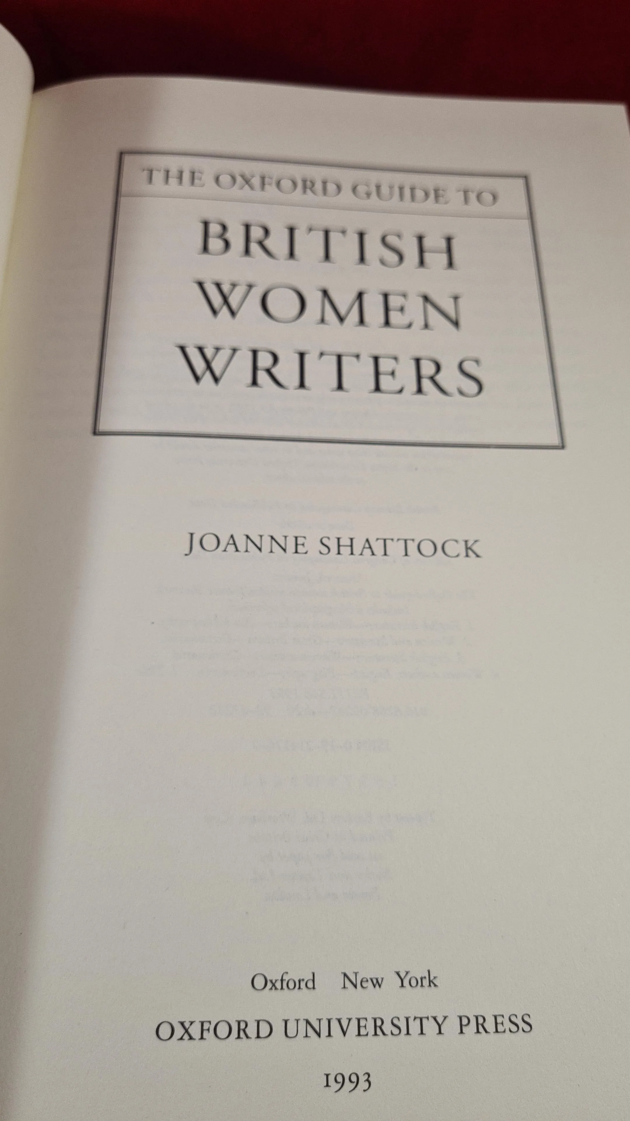 Joanne Shattock - The Oxford Guide to British Women Writers, 1993
