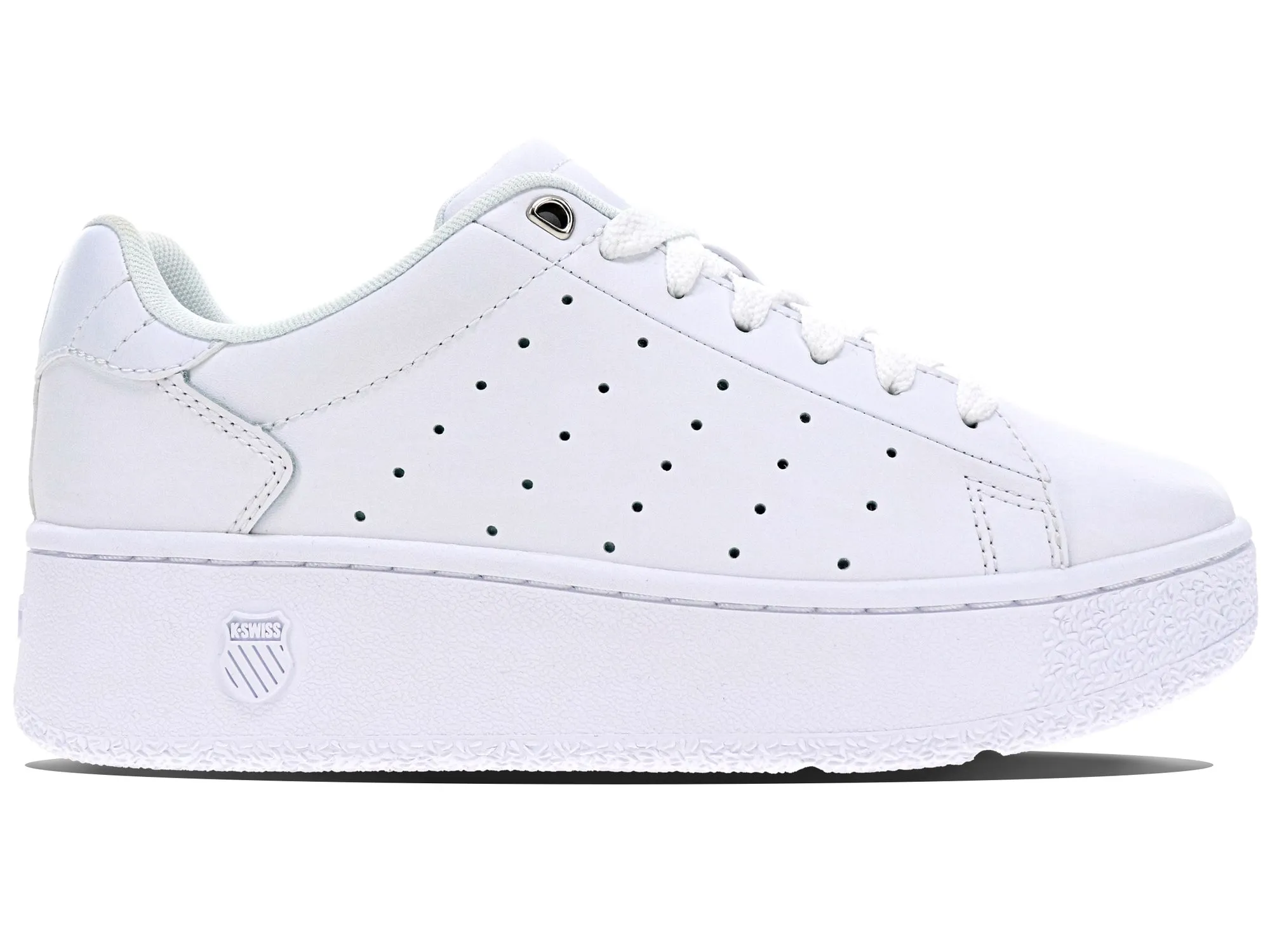K-Swiss Women's Classic Platform Court Shoes in White/White
