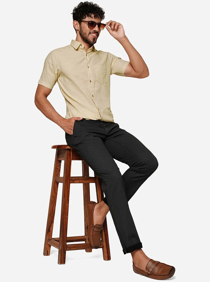 Khaki Solid Slim Fit Casual Shirt | JadeBlue