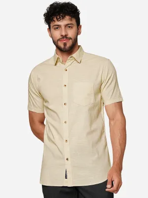 Khaki Solid Slim Fit Casual Shirt | JadeBlue