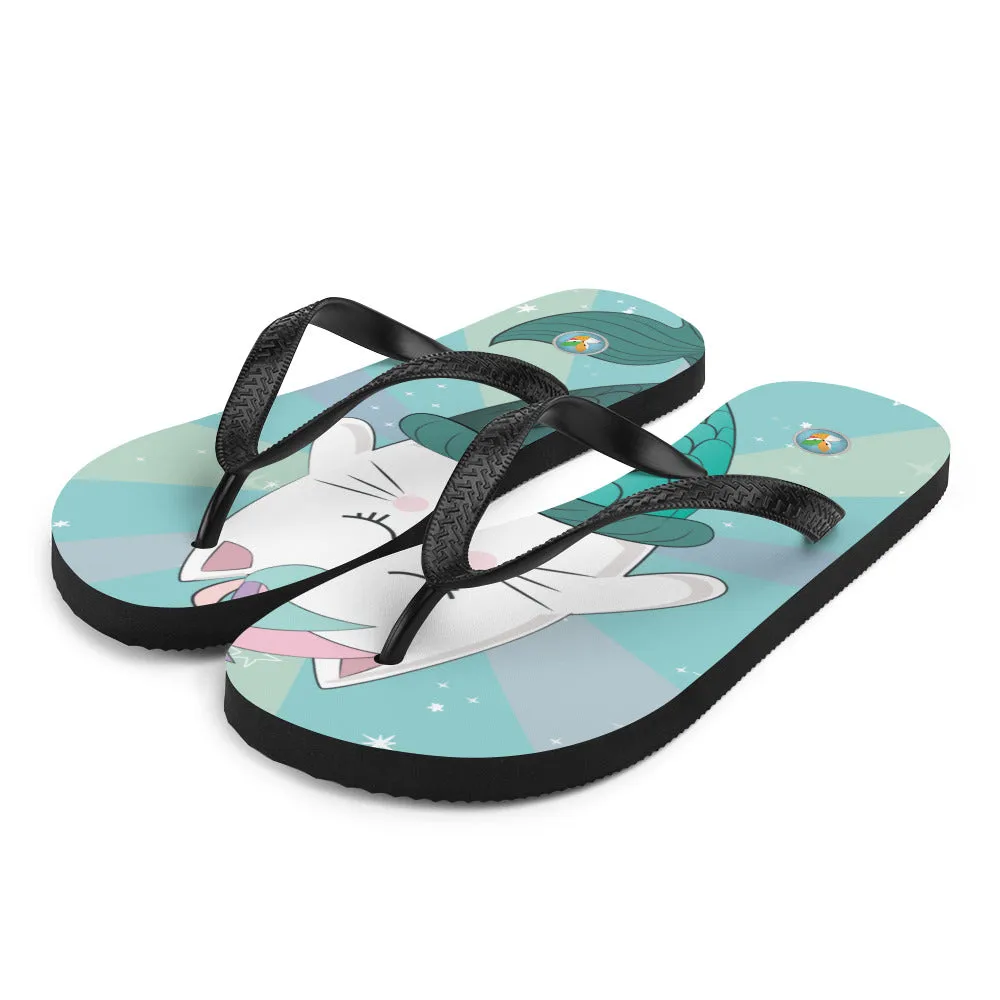 Kitty Unicorn Narwhal - Flip-Flops